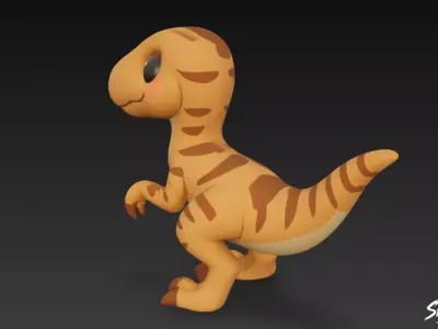 Cartoon Plush Velociraptor Low-poly 3D model
