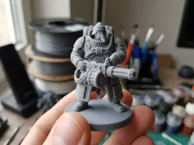 Pre-Supported 32mm Sci-Fi Trench Grimdark Devastator STL 3D print model