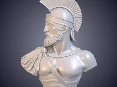 Ancient Spartan Warrior Helmeted Soldier Statue Decor PM-1024 3D print model