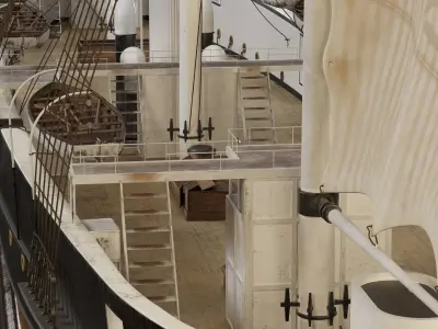 Steamsail Hartford Sail Warship 3D model