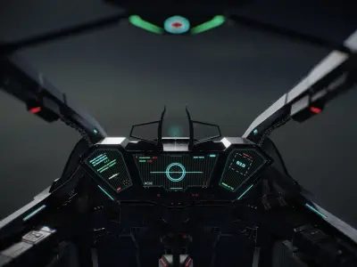 Cockpit Space Fighter Game Ready 4K Low-poly 3D model