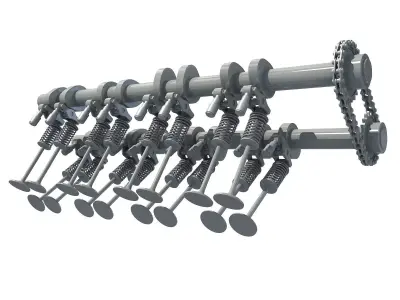 Camshaft and Engine Valves 3D model