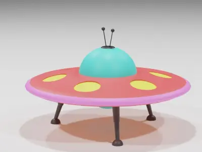 Low Poly Cartoon UFO Low-poly 3D model