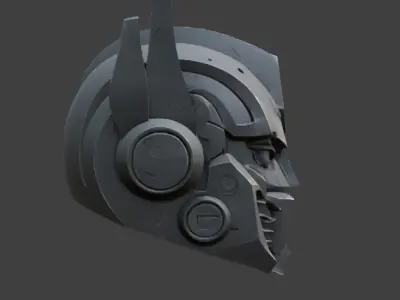 Robotic Helmet Sci-Fi Game-Ready 3D Model with PBR Textures Low-poly 3D model