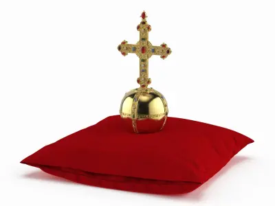 Minimalist Globus Cruciger Displayed on Cushion 3D model