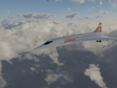 East German Flag Carrier Company Concorde Supersonic Airplane 3D model
