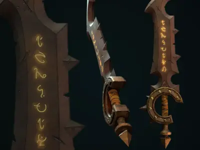 Game-Ready Stylized Rune Sword Low-poly 3D model