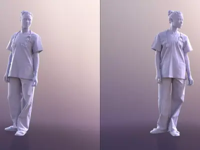 Diana 10896 Standing Nurse With Stethoscope Free low-poly 3D model