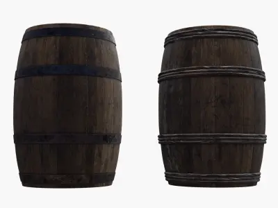 Wooden Barrels Assets 6 Low-poly 3D model