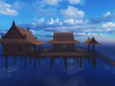 Thai traditional house 01 Low-poly 3D model