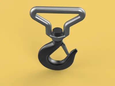 FORGED SINGLE LIFTING CRANE TON HOOK HOIST LATCH ALLOY STEEL 3D model