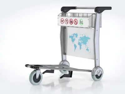 Airport Trolley Low-poly 3D model