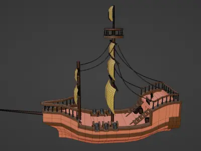 Low Poly Ship Materialed Low-poly 3D model