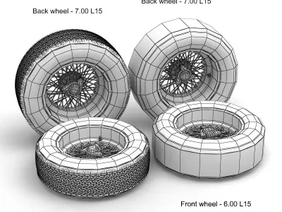 Dunlop CR65 tyres - Borrani rims 3D model