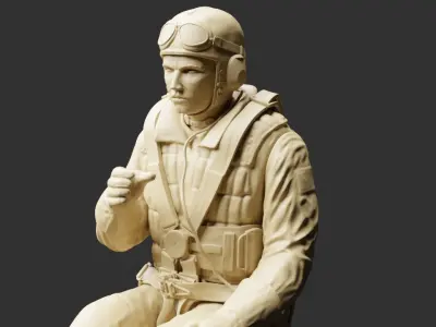 German WWII Stuka Gunner 3D print model