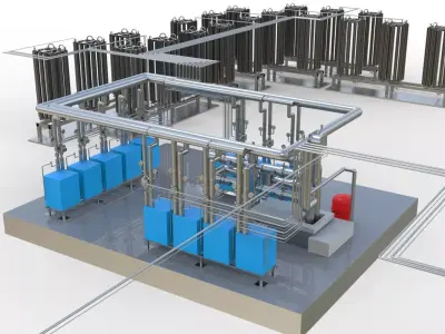 Industrial boiler room 3D model