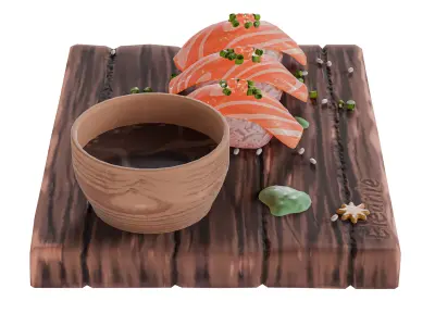 Stylized sushi Low-poly 3D model