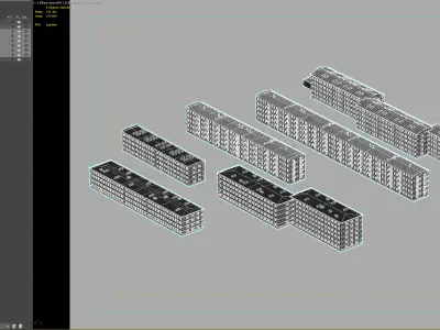 Soviet era residential block set 3D model