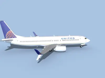 Boeing 737-800 Max United Airlines 3D model