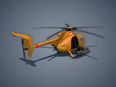 Hughes AH-6 Little Bird Low-poly 3D model