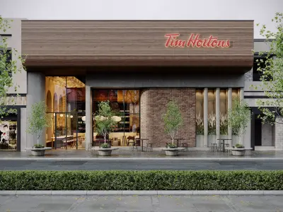 Modern Coffee Shop - Full Interior and Exterior 3D Scene 3D model