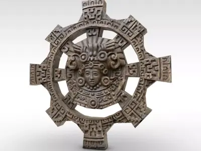 Ancient carved wall artifact Low-poly 3D model