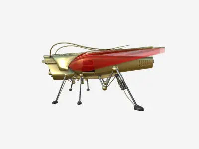 Insect Robot F09 Golden - SciFi Character Design Low-poly 3D model