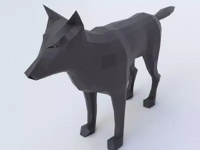 Dog 3d model wolf Low-poly 3D model