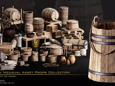 Medieval Asset Props Low-poly 3D model