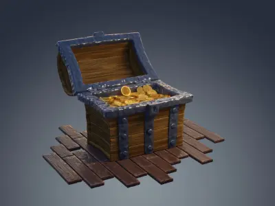 wooden treasure chest Free 3D model