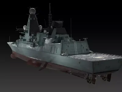 Type 45 Destroyer HMS Daring Low-poly 3D model
