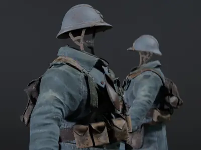 SOLDIER WWI French Rigged 3D model purchase