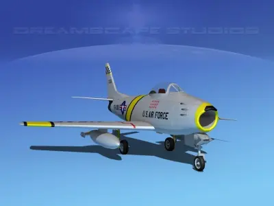 North American F-86 Sabre Jet V02 USAF 3D model