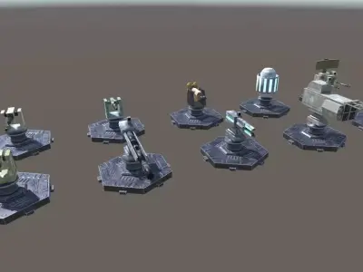 Modern Unmanned Turrets Low-poly 3D model
