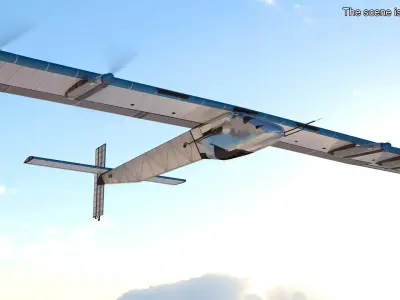 Solar Cargo Airplane Blue 3D model