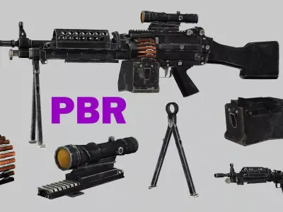 Sig Sauer Machine Gun M249 Saw3 Low-poly 3D Model Low-poly 3D model