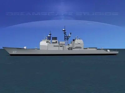Ticonderoga Class Cruiser CG47 USS Ticonderoga 3D model