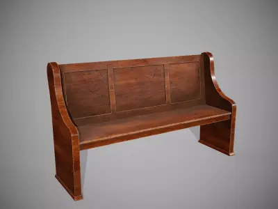 Bench Low-poly 3D model wooden Low-poly 3D model