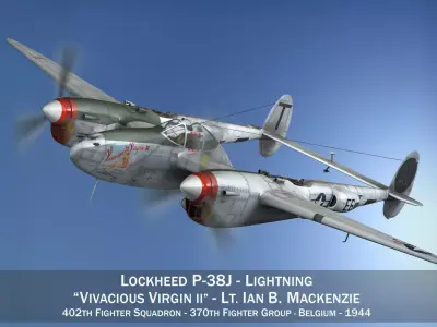Lockheed P-38 Lightning - Vivacious Virgin II 3D model