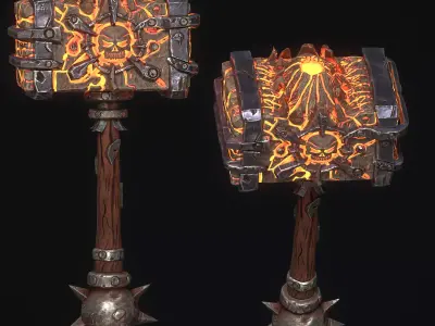 Lava Hammer of Doom Low-poly 3D model