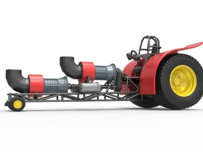 Pulling tractor with 2 jet engines 2 Scale 1 to 25 3D print model