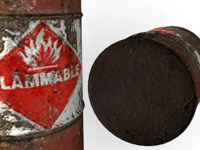 Rusted Metal Drum Low-poly 3D model