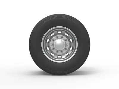 10 Square Hole Rear double wheel of semi truck Scale 1 to 25 3D print model