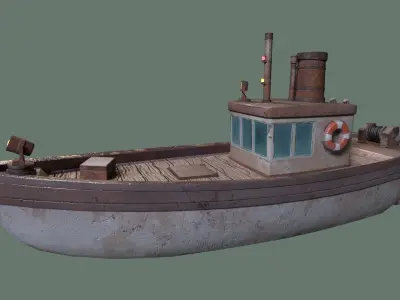 Stylized Low-poly Boat Low-poly 3D model