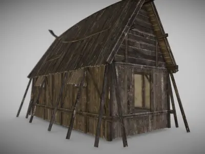Viking Longhouse Low-poly 3D model