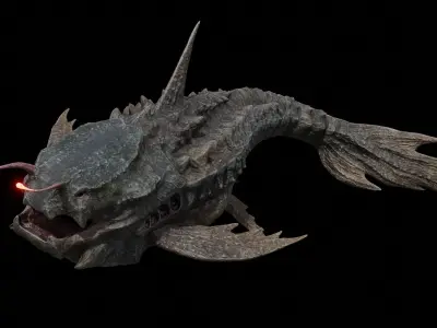 Alien Monster Fish Low-poly 3D model