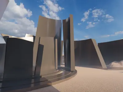 Futuristic Desert Retreat- Modern Oasis 3D model