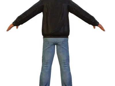 LowPoly Man Body Leather Jacket Low-poly 3D model
