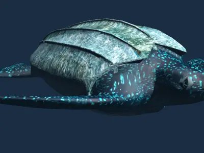 Leather back Turtle Low-poly 3D model