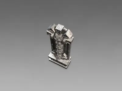 Aztec stone artefact wall Low-poly 3D model